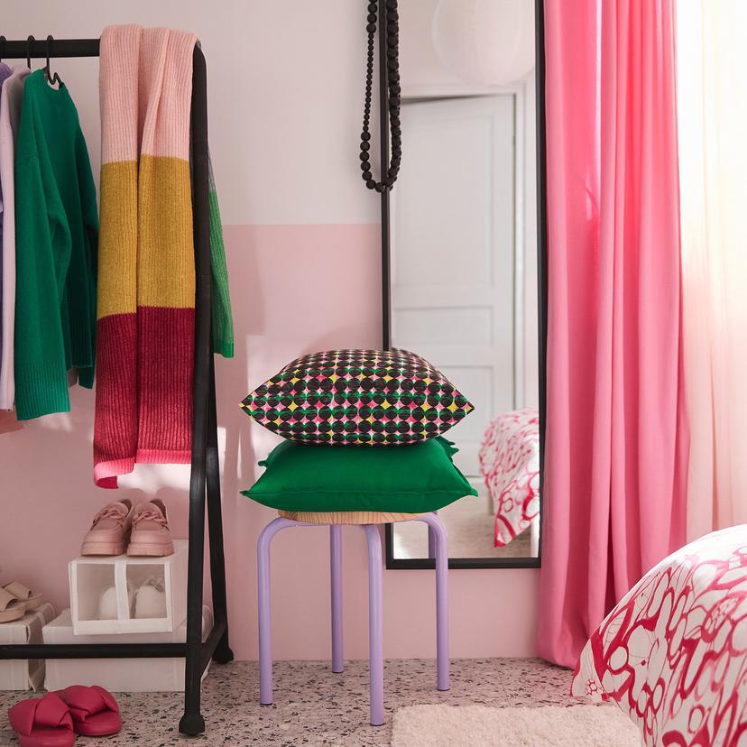 ÄLVSJÖSKOGEN — Poszewka, różowy/zielony, 