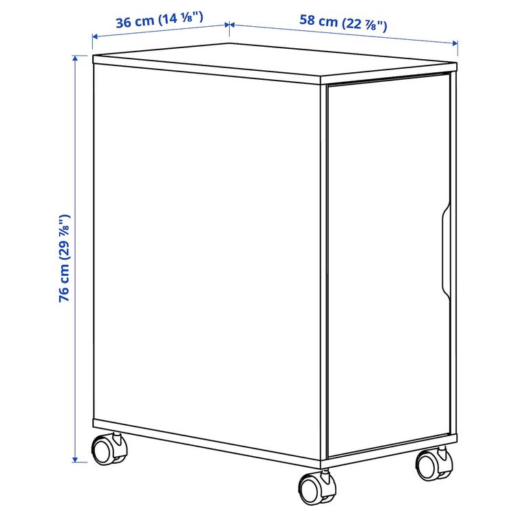 модуль на колесах, белый/черный, 36x76 см dimensions
