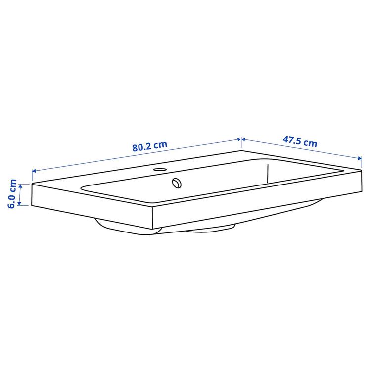 раковина с сифоном, белый, 80x48 см dimensions