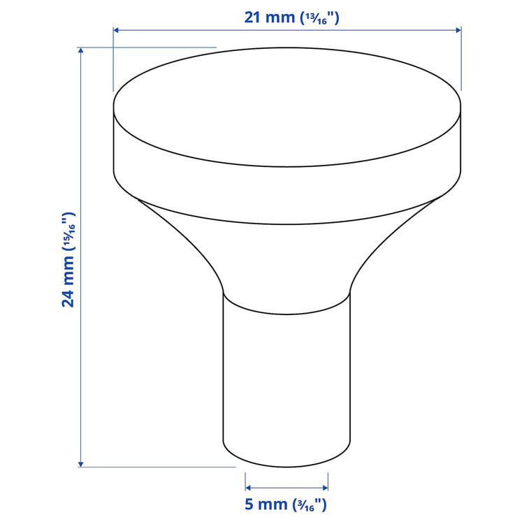 ручка мебельная, желтая медь, 21 мм dimensions