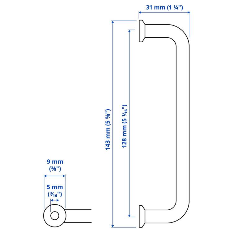 Ручка, 143 mm dimensions