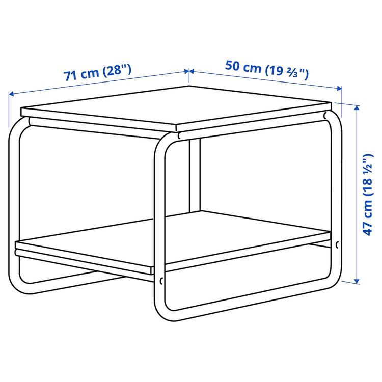 придиванный столик, белый, 71x50 см dimensions