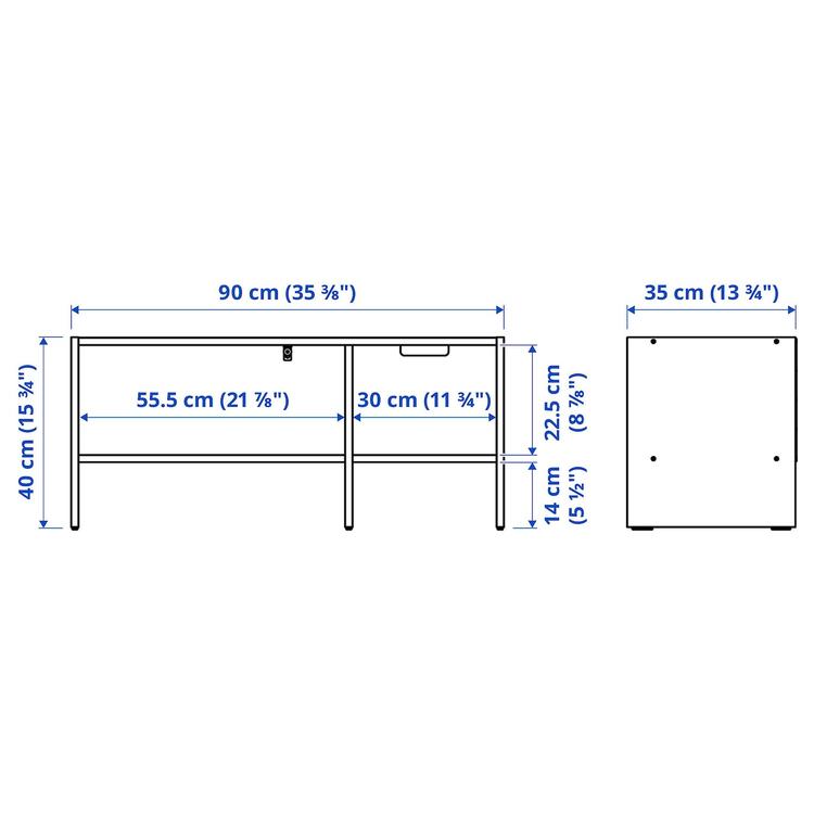 тумба под ТВ, белый, 90x35x40 см dimensions