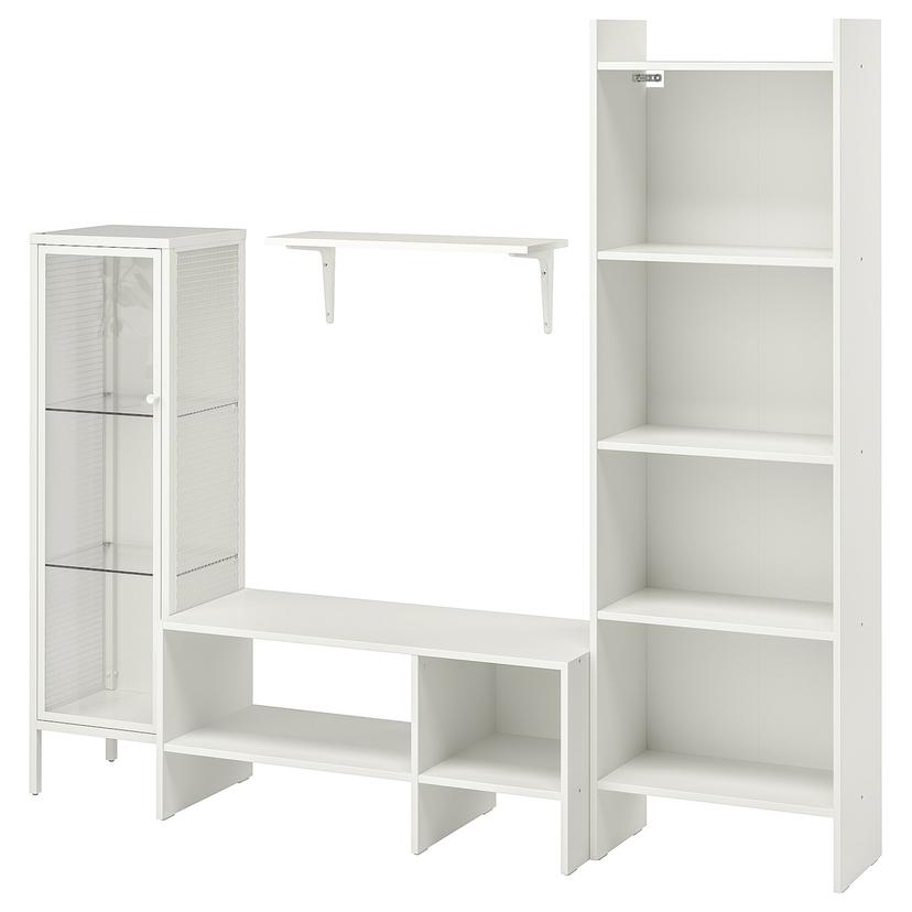 BAGGEBO — шкаф для ТВ, комбинация, белый металлический, 174x35x160 см