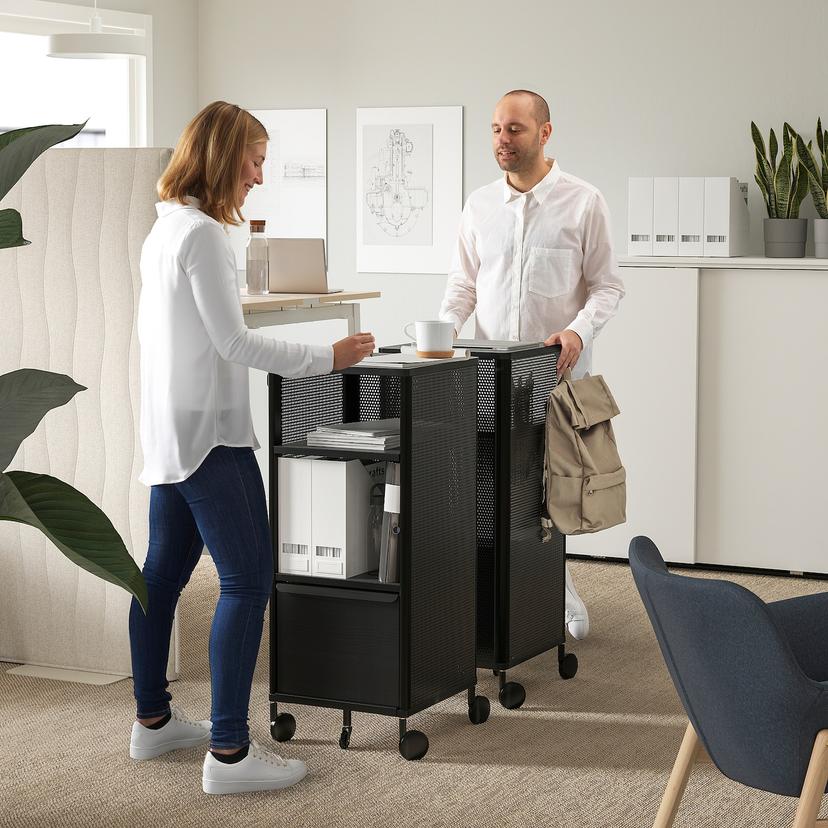 BEKANT — модуль на колесах, сетка/черный, 41x101 см