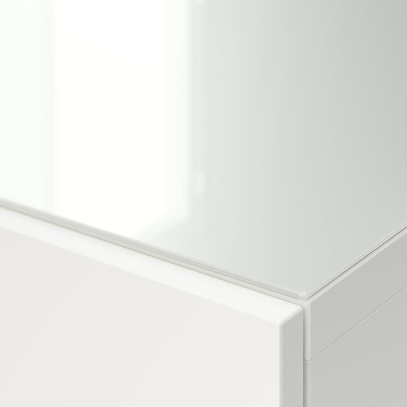 BESTÅ — Panel górny, szkło/biały, 