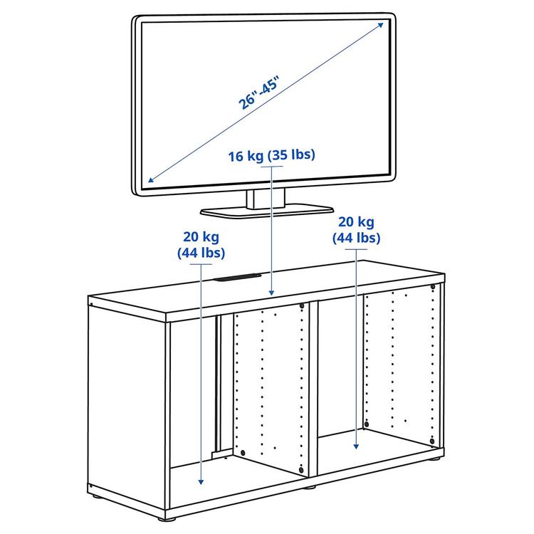 тумба под ТВ, темно-серый, 120x40x64 см dimensions