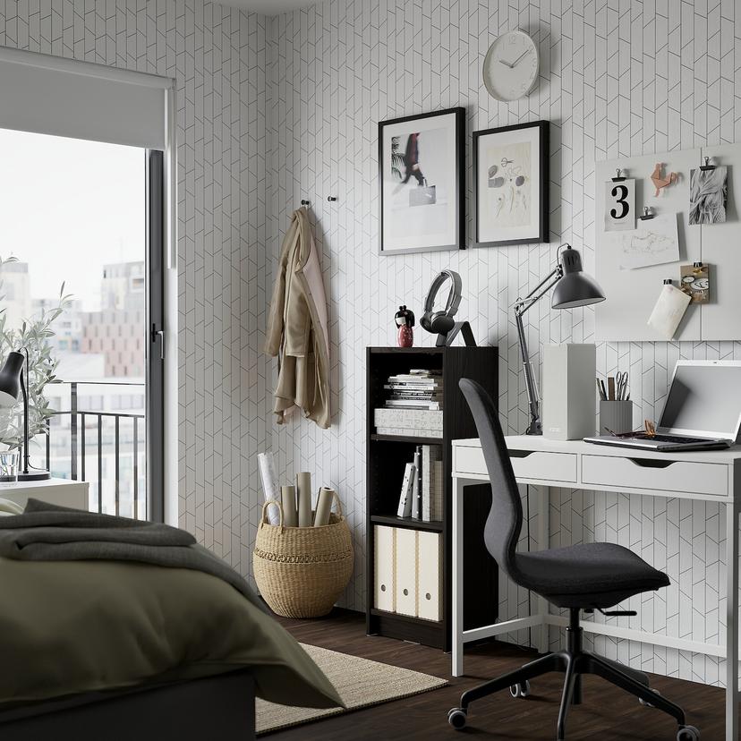 BILLY — Книжный шкаф, темно-коричневый, с отделкой под дуб.