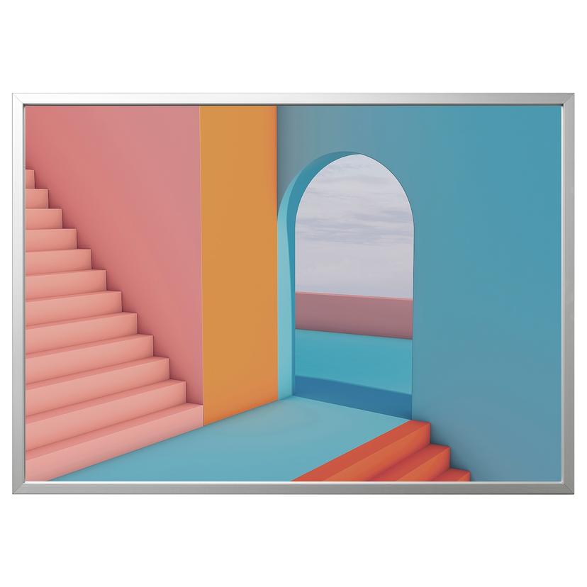BJÖRKSTA — картина с рамой, Дверной проем/цвет алюминия, 140x100 см