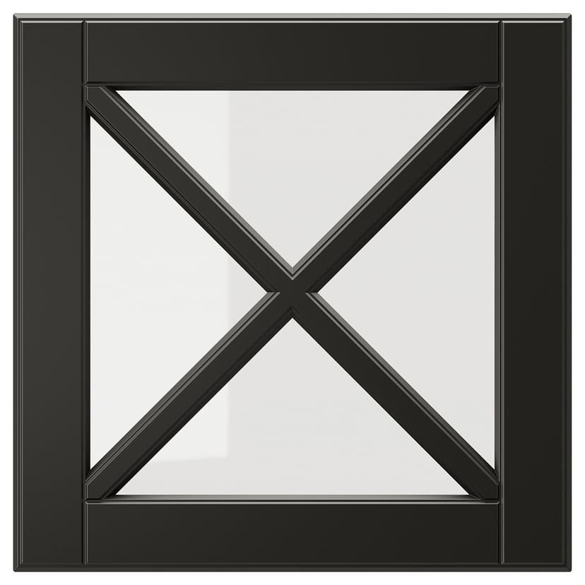 BODBYN — Стеклянная дверца с переплетом, чёрный, 40x40 см