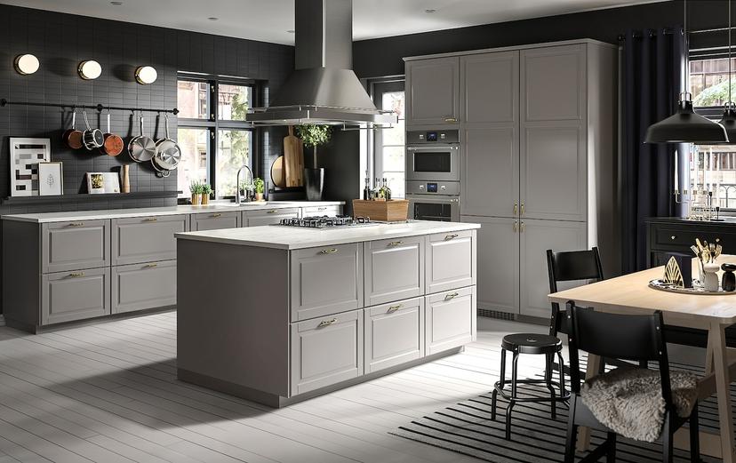 BODBYN — фронт панель для посудом машины, серый, 45x80 см