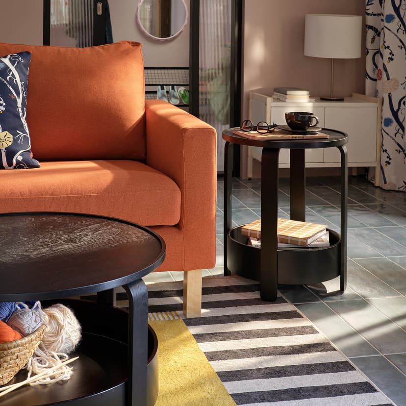 BORGEBY — придиванный столик, черный, 46 см