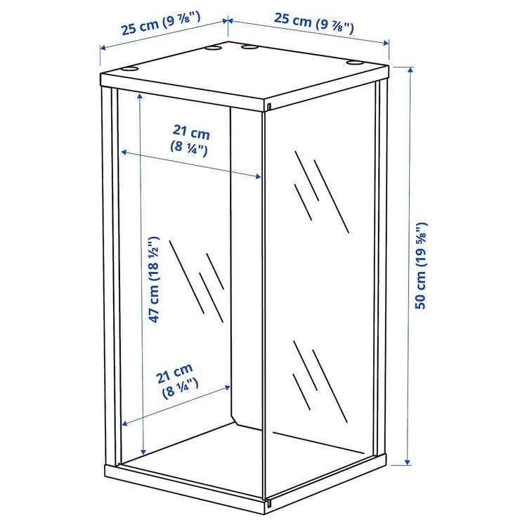 настенный шкаф-витрина, белый, 50x25x25 см dimensions