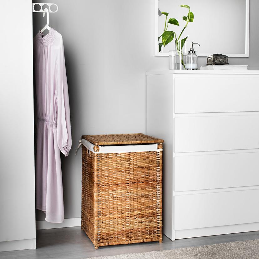 BRANÄS — корзина для белья с подкладкой, ротанг, 80 л