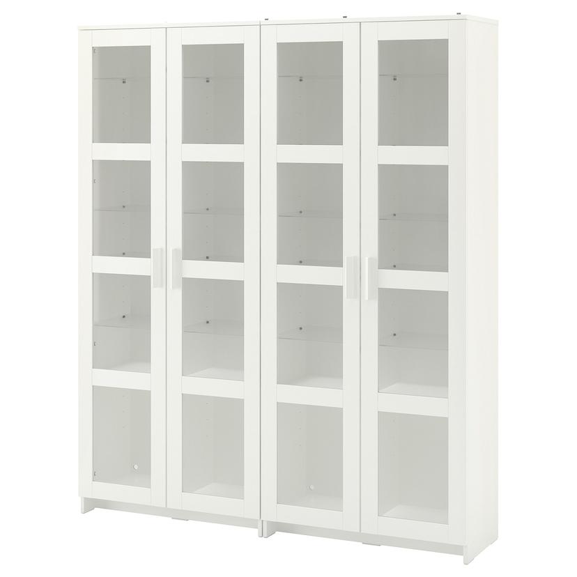 BRIMNES — комбинация д/хранения+стекл дверц, белый, 160x35x190 см