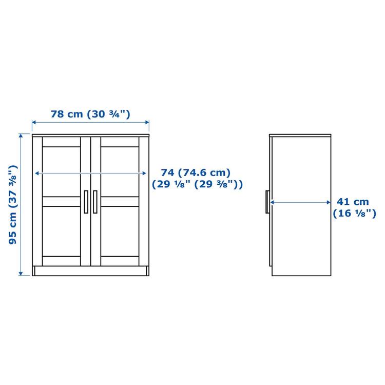 шкаф с дверями, белый, 78x95 см dimensions
