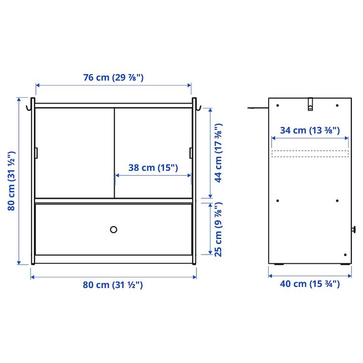 модуль для хранения, дуб, 80x81 см dimensions