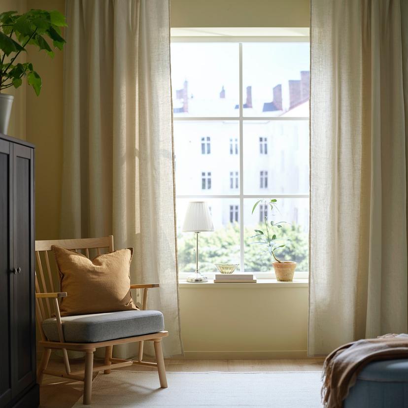 DYTÅG — Zasłona, 2 szt., len beżowy/na taśmie, 