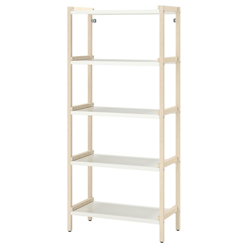 EKENABBEN — открытый стеллаж, осина/белый, 70x34x154 см