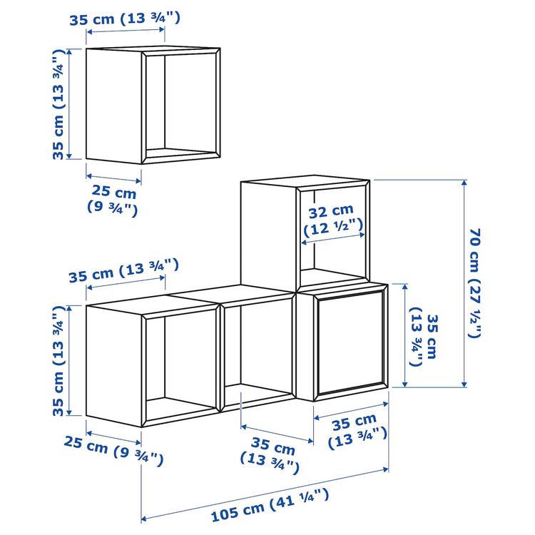 комбинация настенных шкафов, белый, 105x35x120 см dimensions