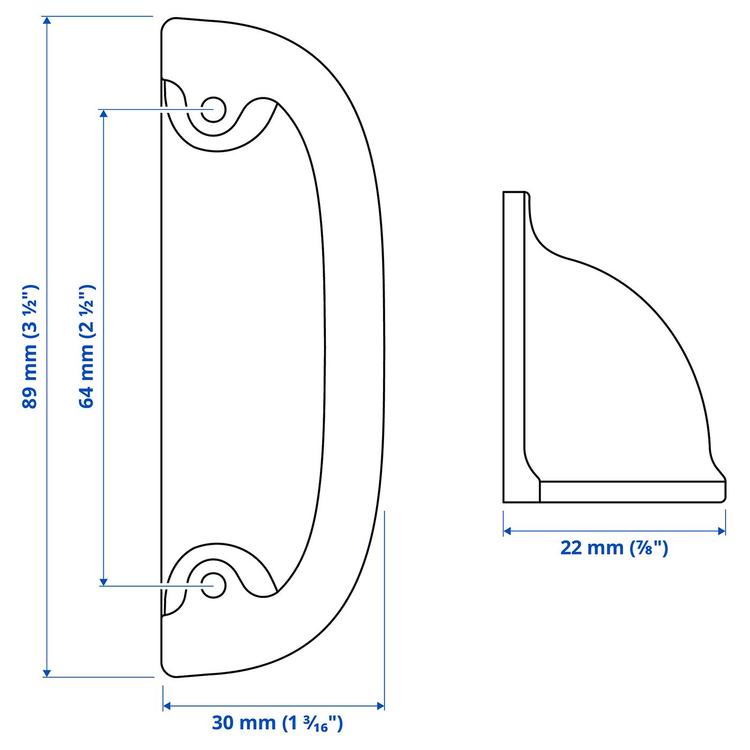 ручка, хромированный, 89 мм dimensions