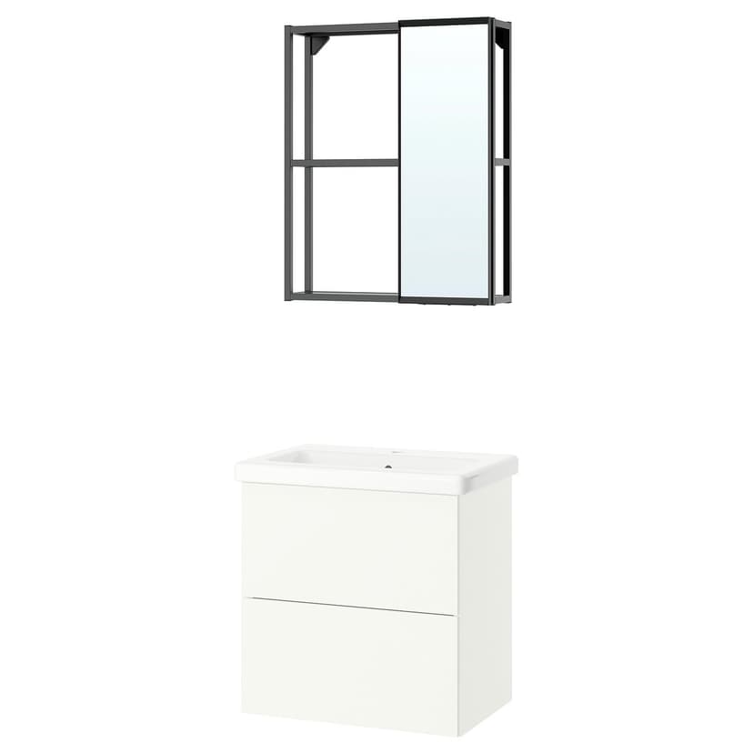 ENHET — Łazienka, antracyt/biały, 