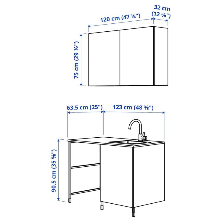комбинация для домашней прачечной, антрацит/серый каркас, 139x63.5x87.5 см dimensions