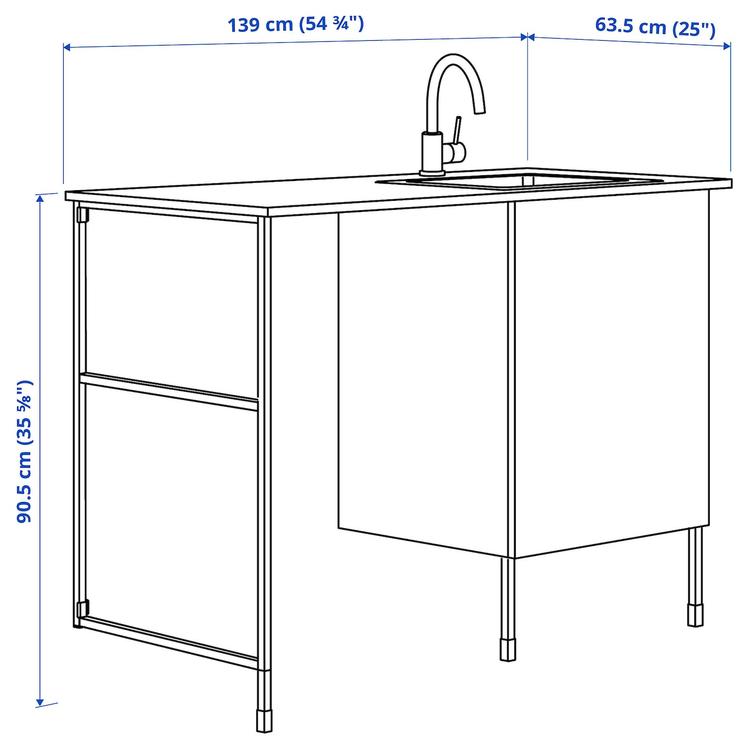 комбинация для домашней прачечной, белый, 139x63.5x90.5 см dimensions