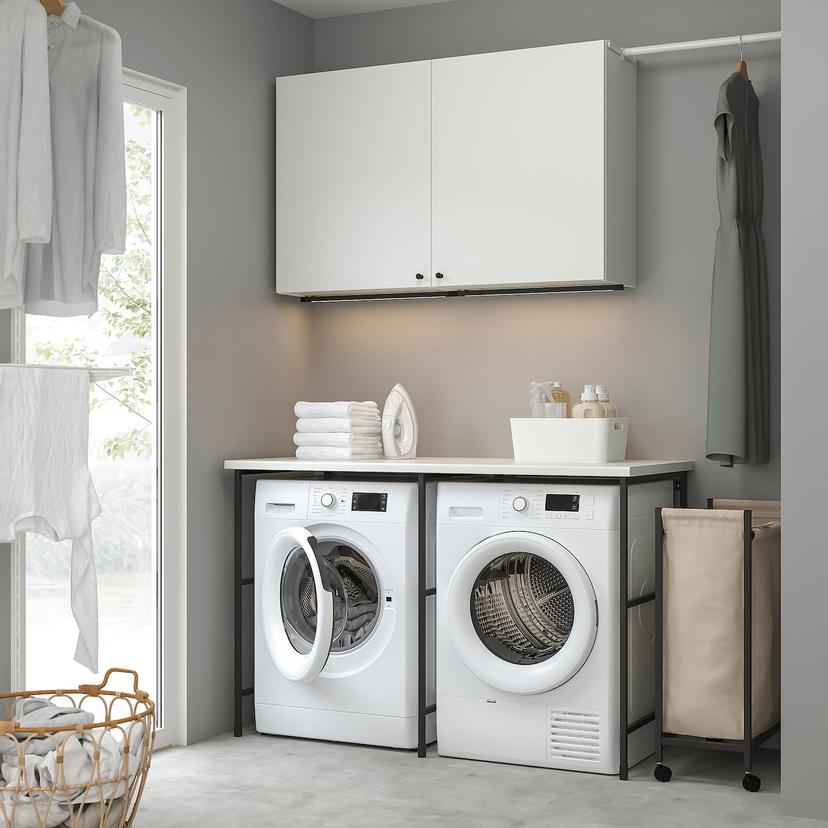 ENHET — комбинация д/хранения, антрацит/белый, 139x63.5 см