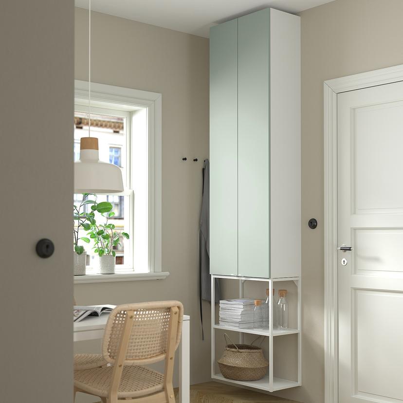 ENHET — комбинация д/хранения, белый/бледный серо-зеленый, 60x32x255 см
