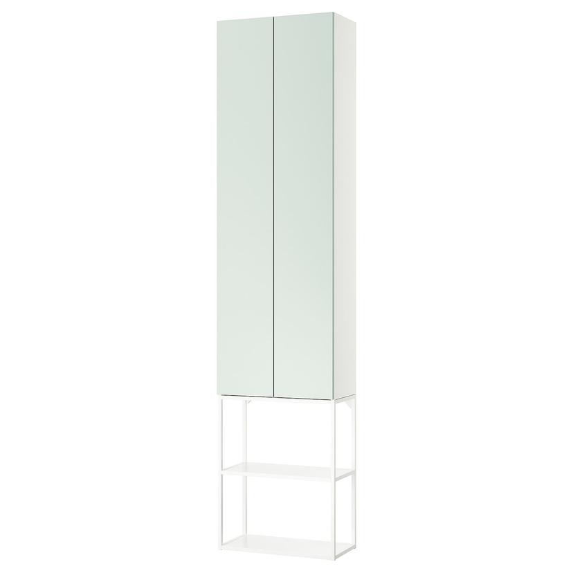 ENHET — комбинация д/хранения, белый/бледный серо-зеленый, 60x32x255 см