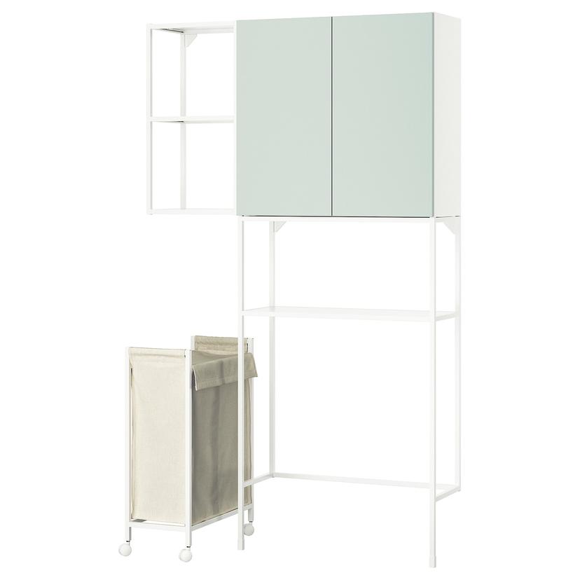 ENHET — комбинация д/хранения, белый/бледный серо-зеленый, 120x32x204 см
