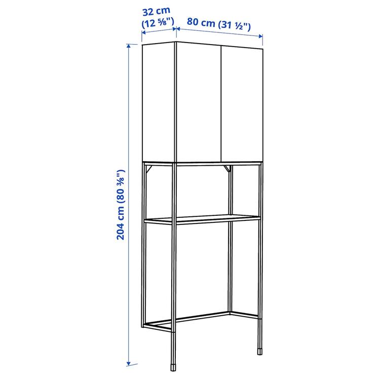 комбинация д/хранения, белый/под дуб, 80x32x204 см dimensions