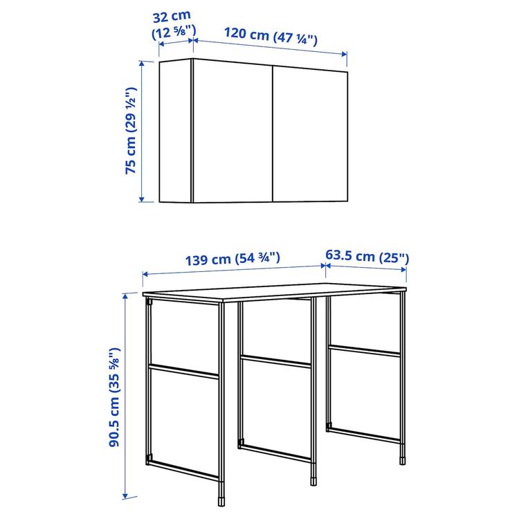 комбинация д/хранения, белый, 139x63.5x90.5 см dimensions