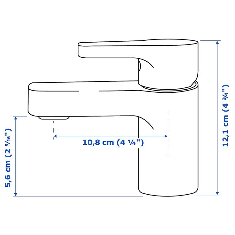 смеситель для раковины, хромированный dimensions