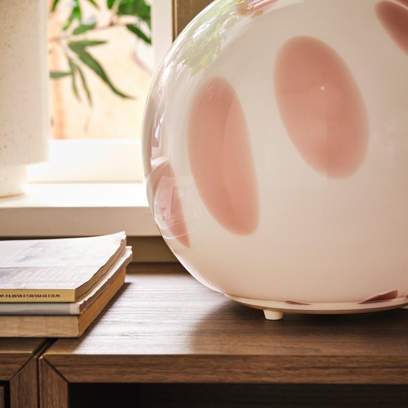 FADO — лампа настольная, розовый/стекло, 25 см