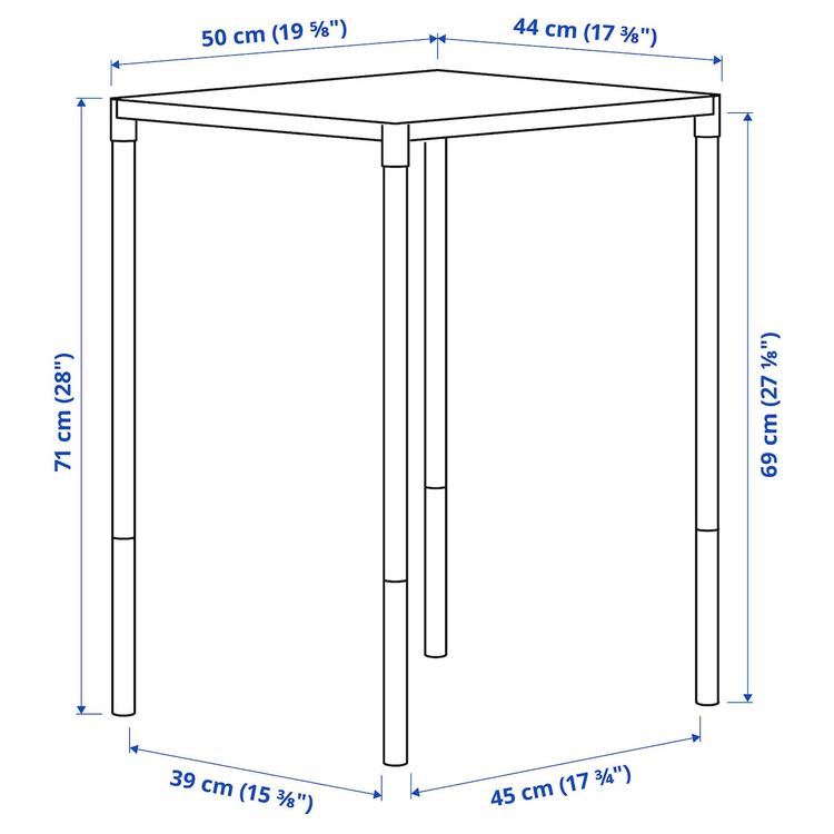 садовый стол, белый, 50x44 см dimensions
