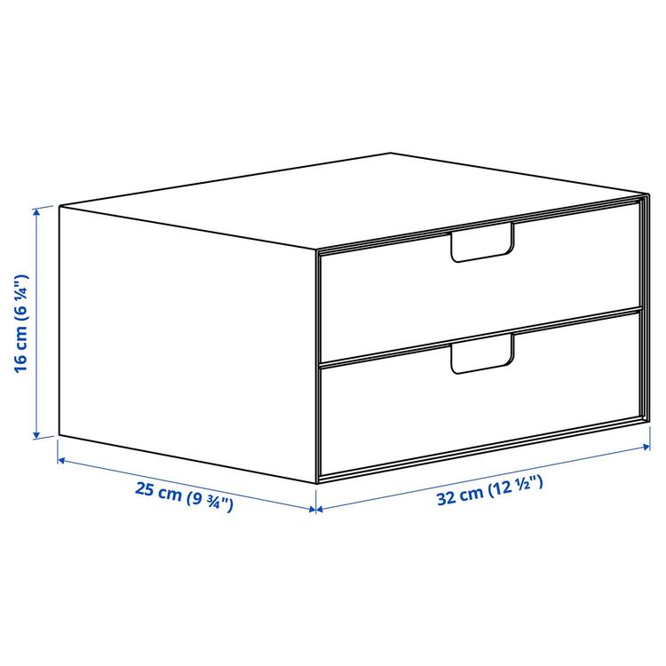 Mini komoda 2 szuflady, 32x25 см dimensions