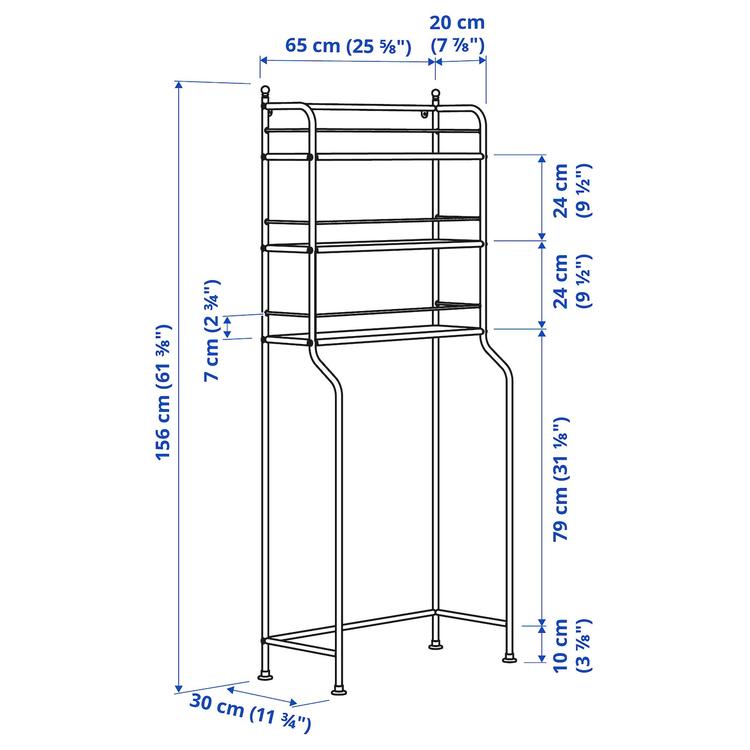 полка над унитазом, черный, 65x156 см dimensions