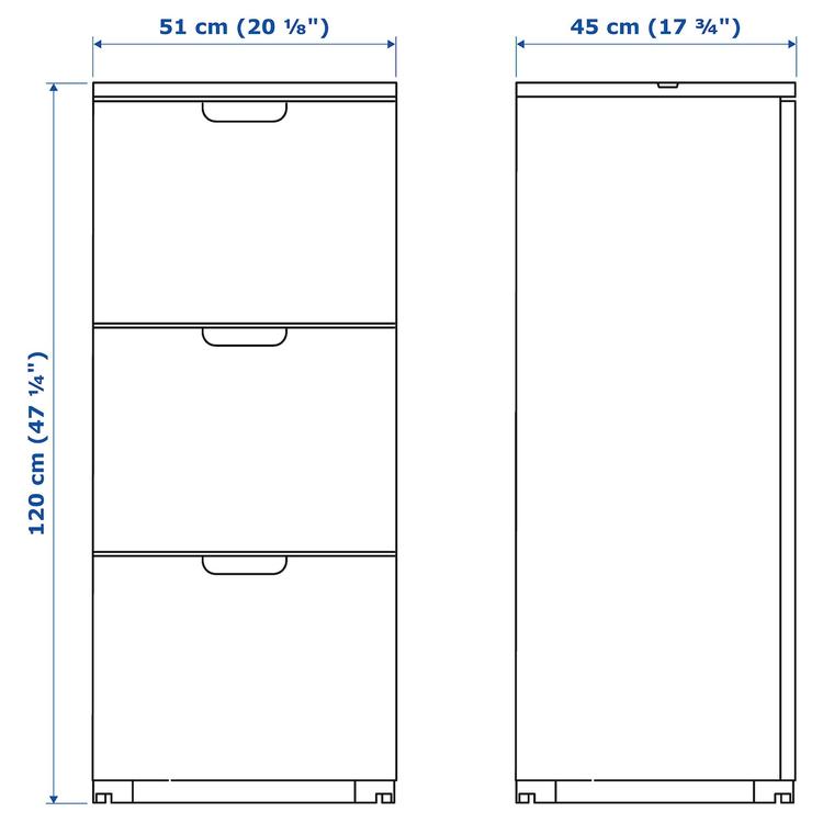шкаф для папок, белый, 51x120 см dimensions