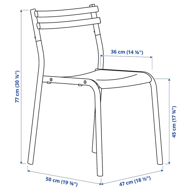 стул, металлический/красный dimensions
