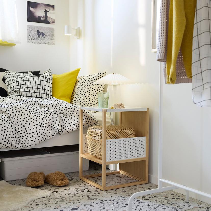 GILLERSBERG — тумба прикроватная, бамбук/белый, 39x39x56 см