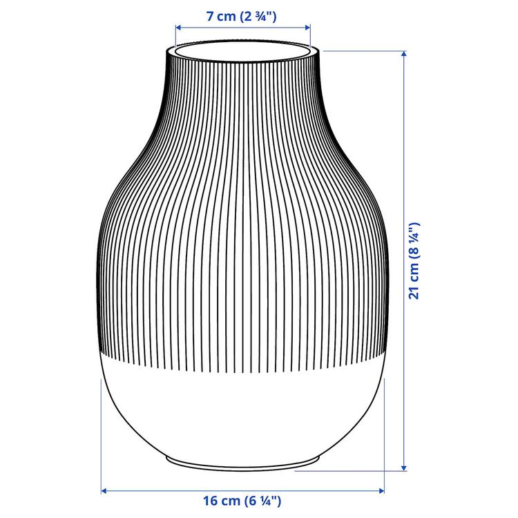 ваза, розовый, 21 см dimensions