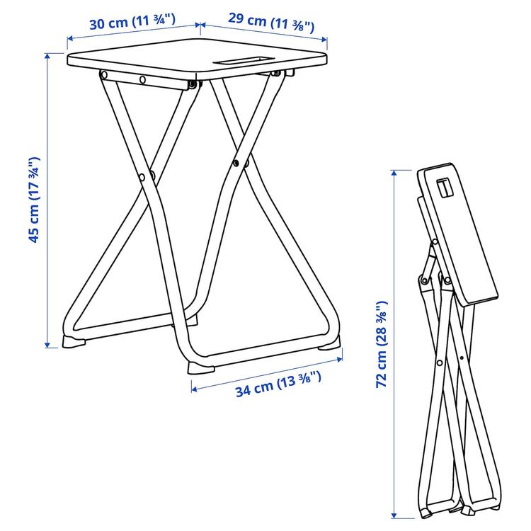 складной табурет, черный dimensions