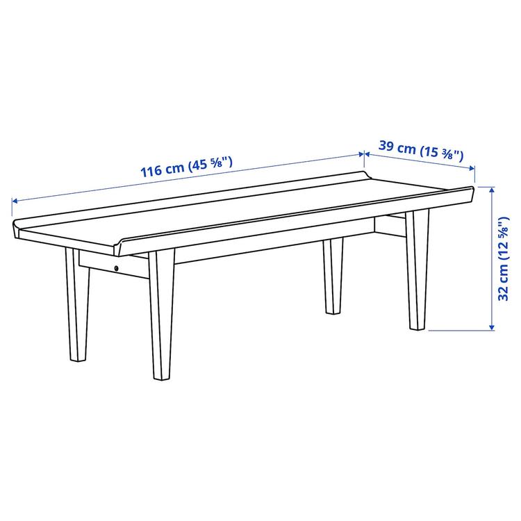 журнальный стол, дуб, 116x39 см dimensions