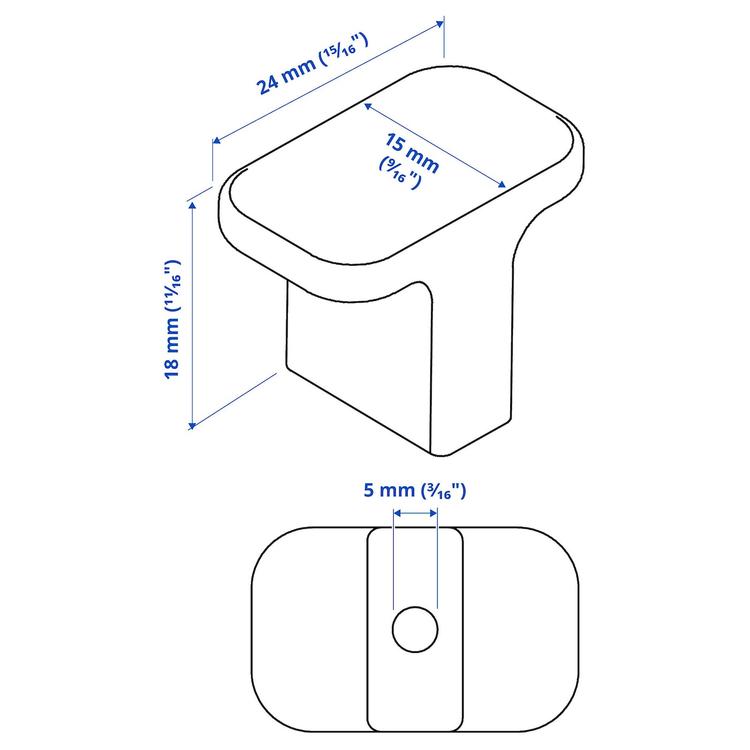 ручка мебельная, антрацит, 15 мм dimensions
