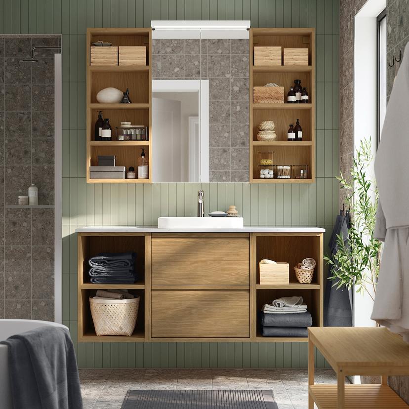 HAGAÅN — открытый навесной шкаф, под дуб, 40x15x95 см