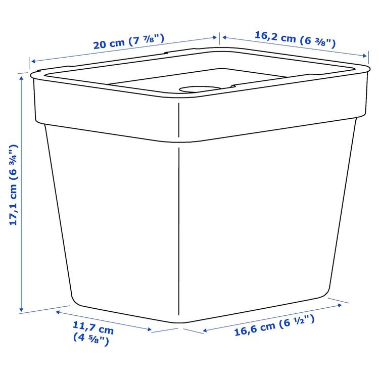 контейнер с крышкой, светло-серый, 3 л dimensions