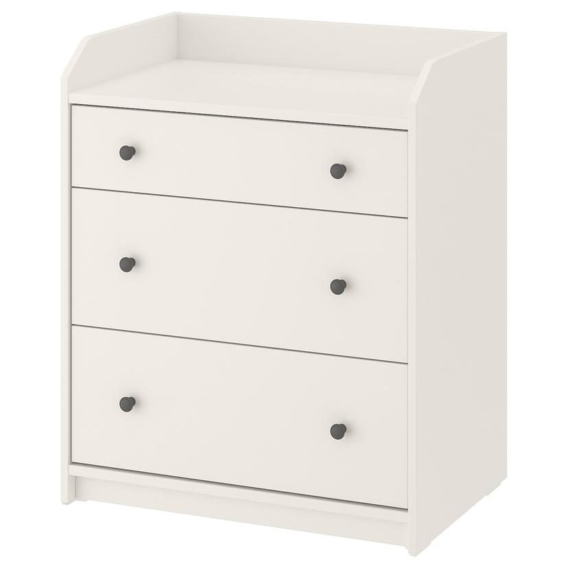 HAUGA — комод с 3 ящиками, белый, 70x84 см
