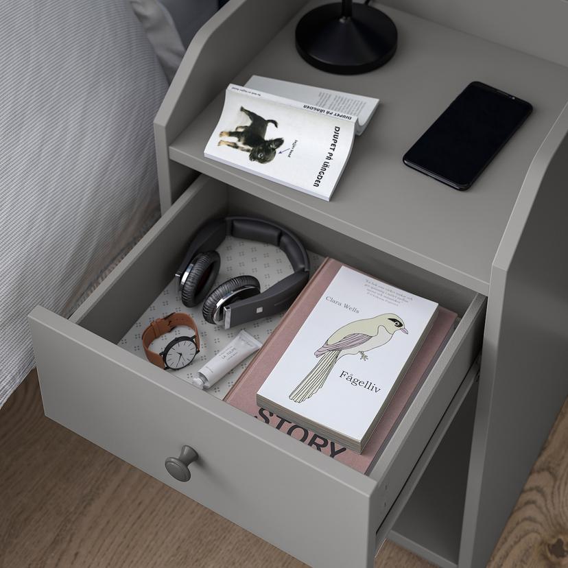 HAUGA — Прикроватный столик, серый